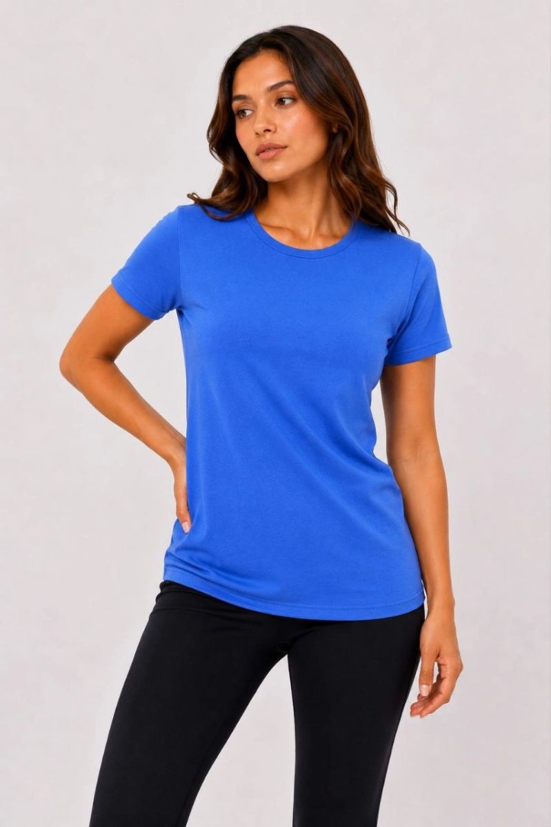 Kadın Basic Tişört Bisiklet Yaka Kısa Kol Günlük Yazlık Slim fit T-Shirt - Mavi — Mavi [stokoz:fD8XHkaE65gFuYgVRAMg%3AMavi%3A1%3A82d3kx]