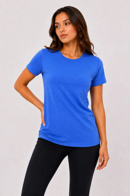 Kadın Basic Tişört Bisiklet Yaka Kısa Kol Günlük Yazlık Slim fit T-Shirt - Mavi — Mavi [stokoz:fD8XHkaE65gFuYgVRAMg%3AMavi%3A1%3A82d3kx]