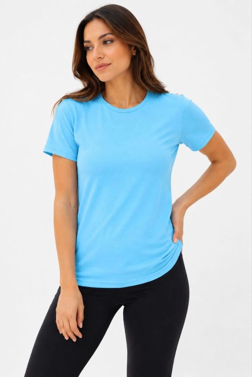 Kadın Basic Tişört Bisiklet Yaka Kısa Kol Günlük Yazlık Slim fit T-Shirt - Turkuaz — Turkuaz [stokoz:fWTUiySeEGDjZXYrsI6F%3ATurkuaz%3A0%3Akcq61o]