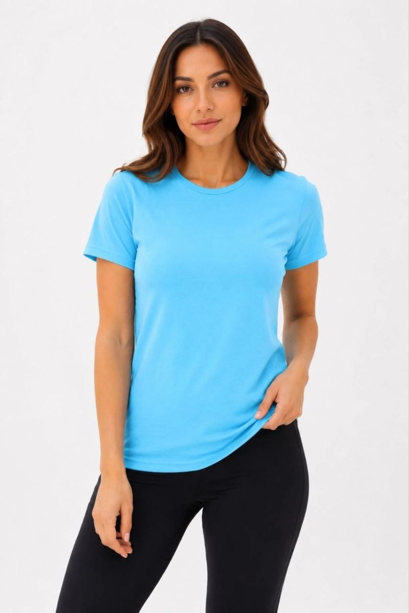 Kadın Basic Tişört Bisiklet Yaka Kısa Kol Günlük Yazlık Slim fit T-Shirt - Turkuaz — Turkuaz [stokoz:fWTUiySeEGDjZXYrsI6F%3ATurkuaz%3A2%3Ahra3z5]