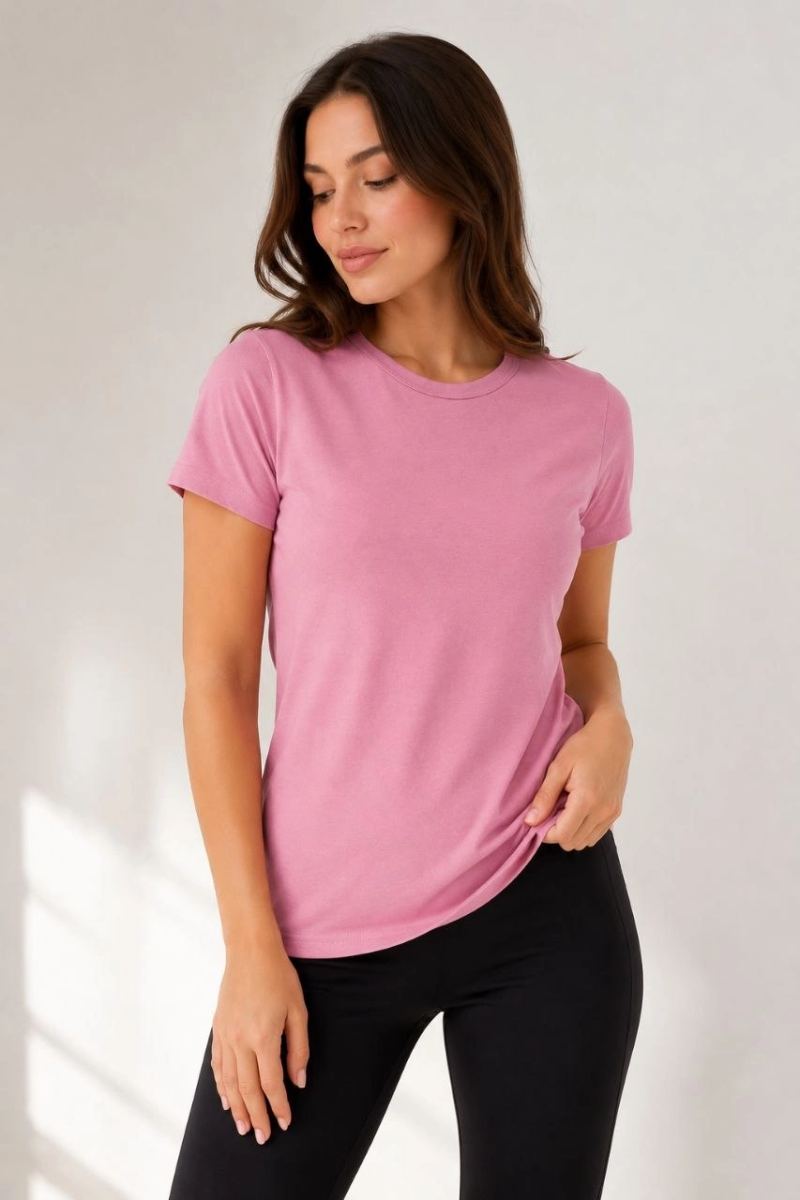 Kadın Basic Tişört Bisiklet Yaka Kısa Kol Günlük Yazlık Slim fit T-Shirt - Pembe — Pembe [stokoz:fxrec8m6P2ec4p30BX0Q%3APembe%3A0%3Asqyn3d]