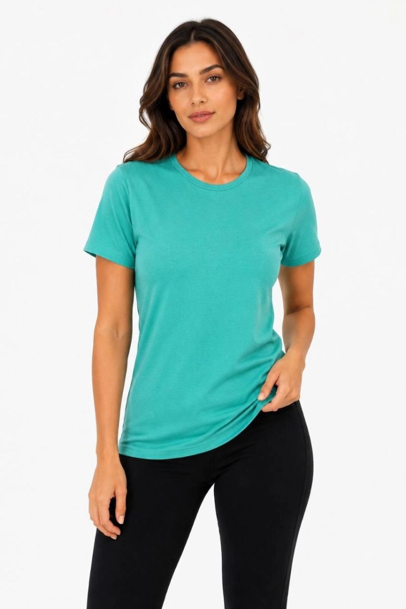 Kadın Basic Tişört Bisiklet Yaka Kısa Kol Günlük Yazlık Slim fit T-Shirt - Su Yeşili — Su Yeşili [stokoz:C47TomGl2tA7oOiqRRsx%3ASu%20Ye%C5%9Fili%3A0%3A101muws]