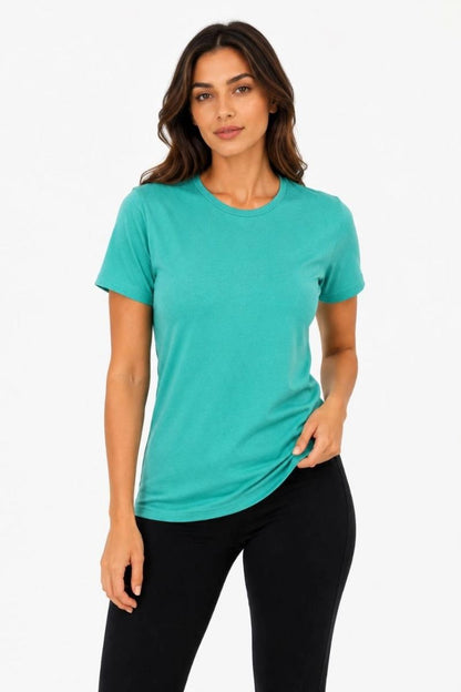 Kadın Basic Tişört Bisiklet Yaka Kısa Kol Günlük Yazlık Slim fit T-Shirt - Su Yeşili — Su Yeşili [stokoz:C47TomGl2tA7oOiqRRsx%3ASu%20Ye%C5%9Fili%3A0%3A101muws]