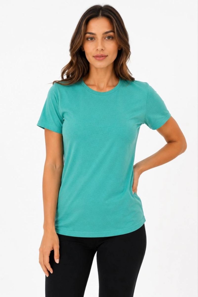 Kadın Basic Tişört Bisiklet Yaka Kısa Kol Günlük Yazlık Slim fit T-Shirt - Su Yeşili — Su Yeşili [stokoz:C47TomGl2tA7oOiqRRsx%3ASu%20Ye%C5%9Fili%3A1%3A1pas5xt]