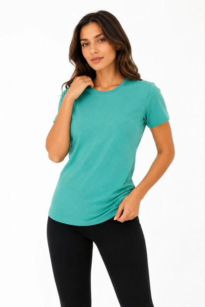 Kadın Basic Tişört Bisiklet Yaka Kısa Kol Günlük Yazlık Slim fit T-Shirt - Su Yeşili — Su Yeşili [stokoz:C47TomGl2tA7oOiqRRsx%3ASu%20Ye%C5%9Fili%3A2%3A1r4kxxd]