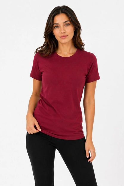 Kadın Basic Tişört Bisiklet Yaka Kısa Kol Günlük Yazlık Slim fit T-Shirt - Bordo — Bordo [stokoz:ZxHRs7ZDZumZWqUHChA6%3ABordo%3A2%3Arhpvys]