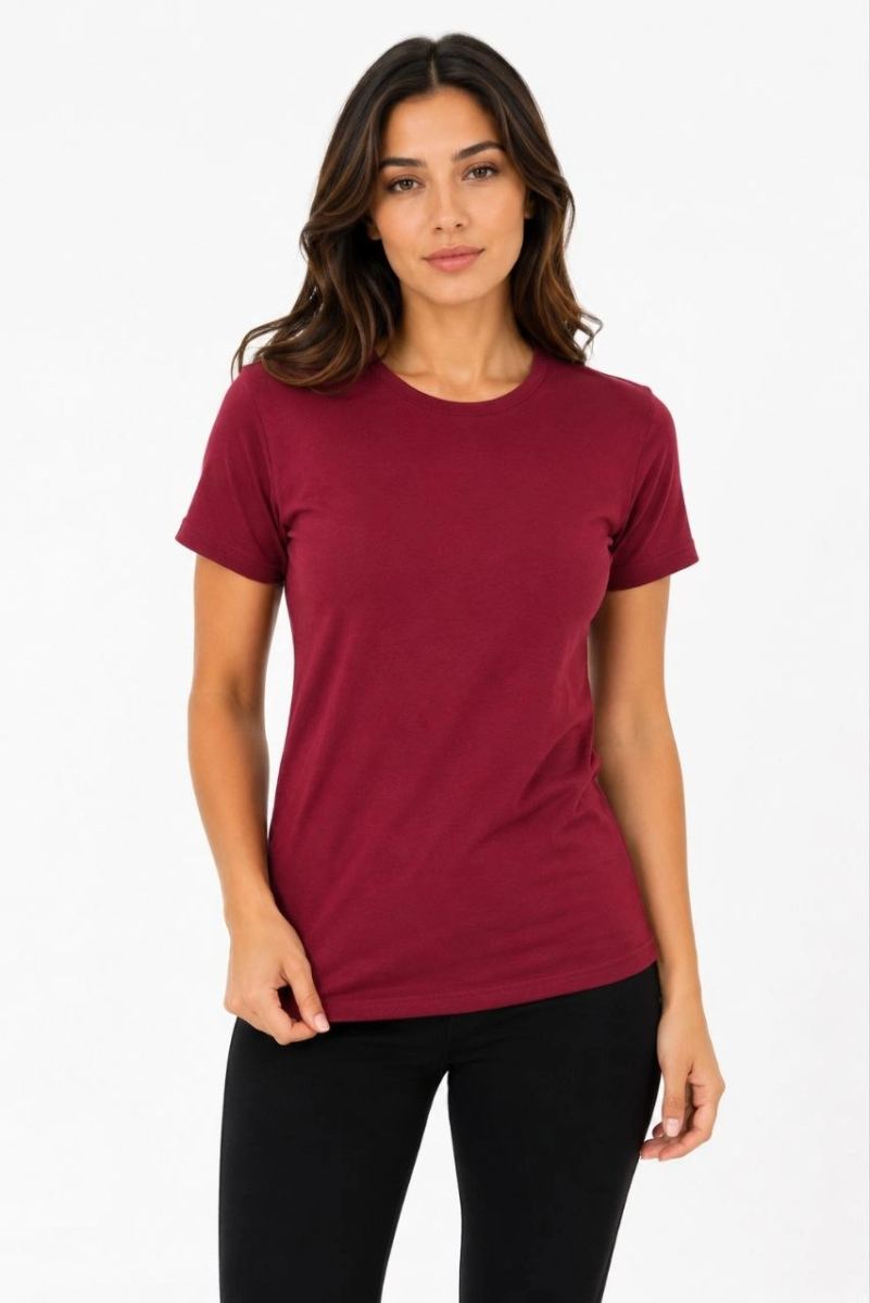 Kadın Basic Tişört Bisiklet Yaka Kısa Kol Günlük Yazlık Slim fit T-Shirt - Bordo — Bordo [stokoz:ZxHRs7ZDZumZWqUHChA6%3ABordo%3A1%3A16rirmz]