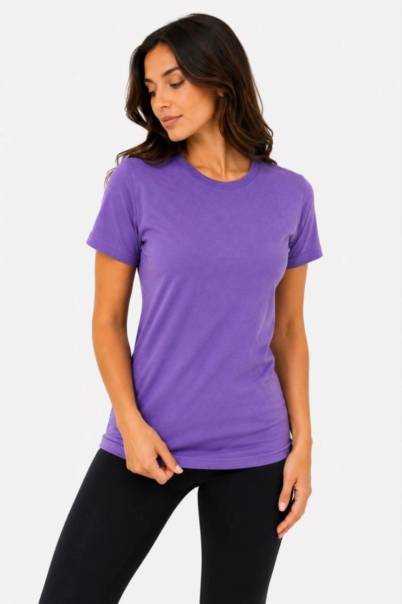 Kadın Basic Tişört Bisiklet Yaka Kısa Kol Günlük Yazlık Slim fit T-Shirt - Mor — Mor [stokoz:gk8UrsA9J7cM29oVXw5A%3AMor%3A1%3Aulkcan]