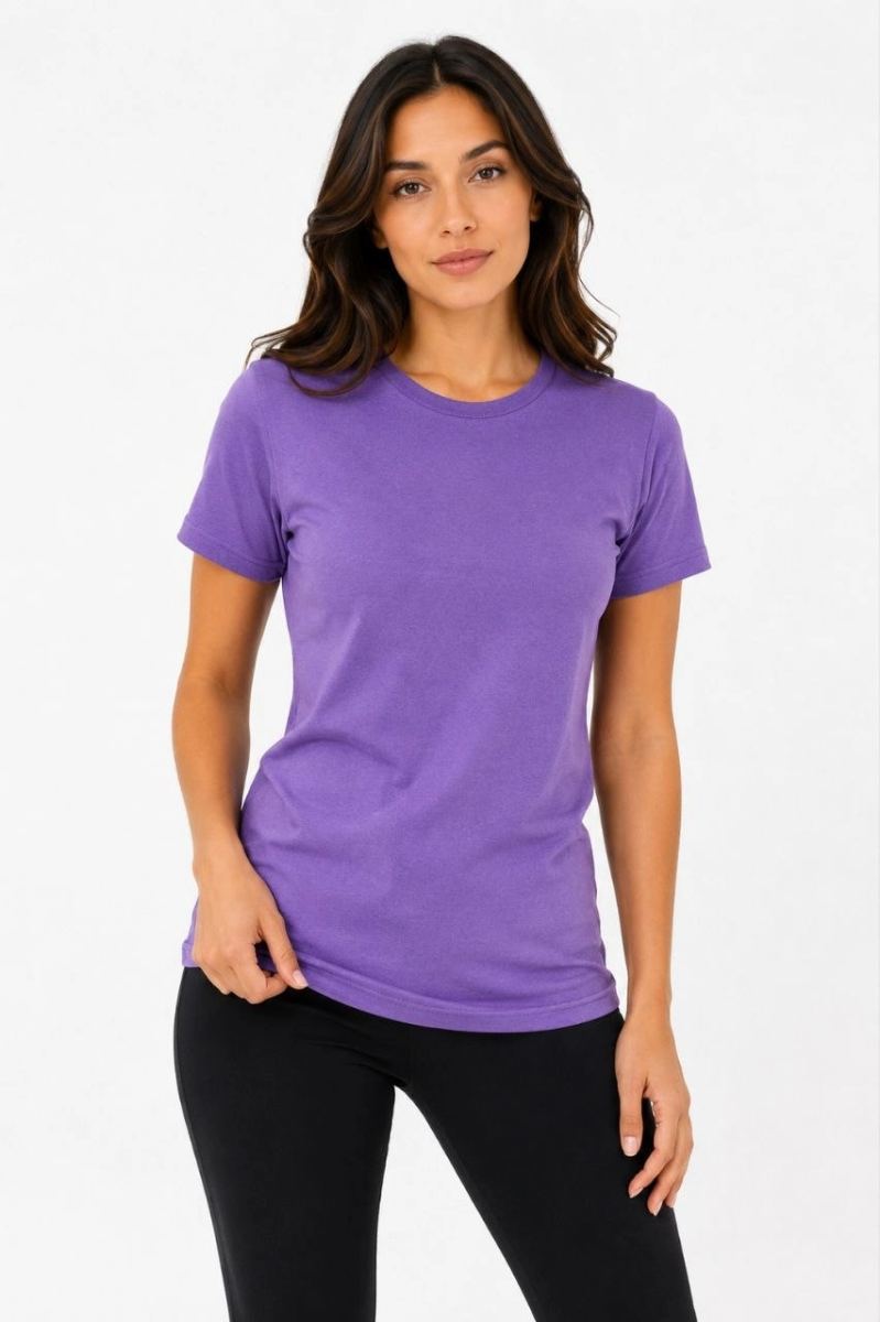 Kadın Basic Tişört Bisiklet Yaka Kısa Kol Günlük Yazlık Slim fit T-Shirt - Mor — Mor [stokoz:gk8UrsA9J7cM29oVXw5A%3AMor%3A2%3Al0ztcr]