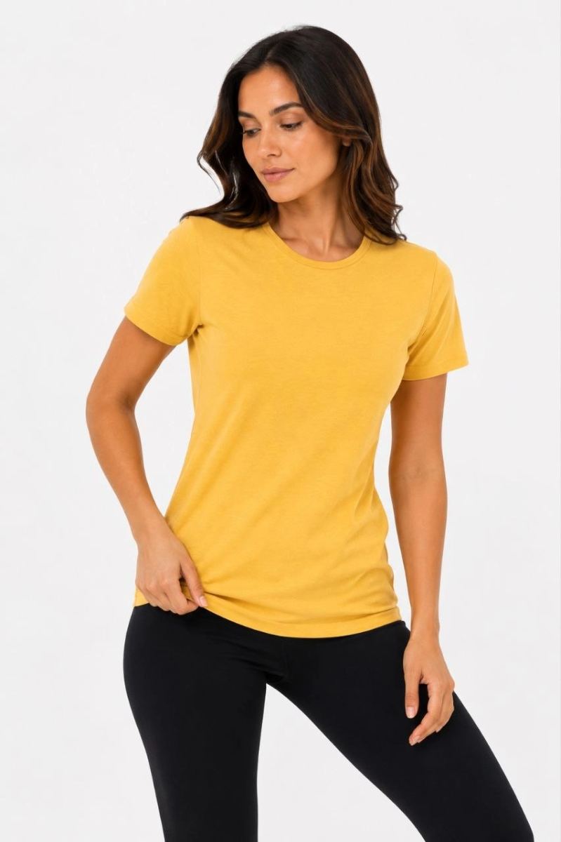 Kadın Basic Tişört Bisiklet Yaka Kısa Kol Günlük Yazlık Slim fit T-Shirt - Sarı — Sarı [stokoz:rnQrMv4ge2n1yy15Nhr9%3ASar%C4%B1%3A0%3Ar5qeit]