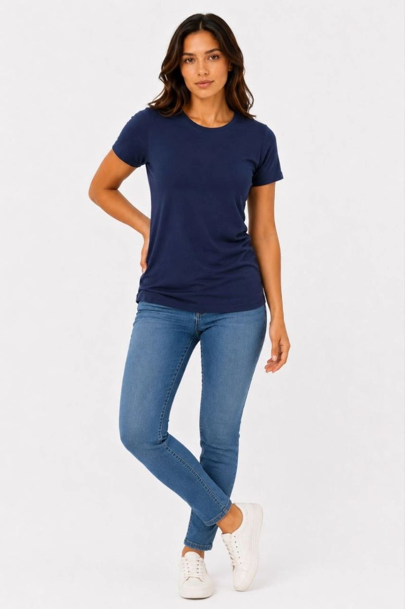 Kadın Basic Tişört Bisiklet Yaka Kısa Kol Günlük Yazlık Slim fit T-Shirt - Lacivert — Lacivert [stokoz:ijEoVyEk45MC7dUWOTJM%3ALacivert%3A0%3A79uiv]
