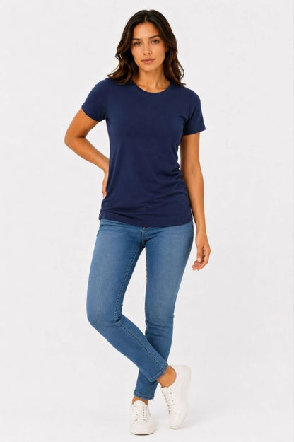 Kadın Basic Tişört Bisiklet Yaka Kısa Kol Günlük Yazlık Slim fit T-Shirt - Lacivert — Lacivert [stokoz:ijEoVyEk45MC7dUWOTJM%3ALacivert%3A0%3A79uiv]