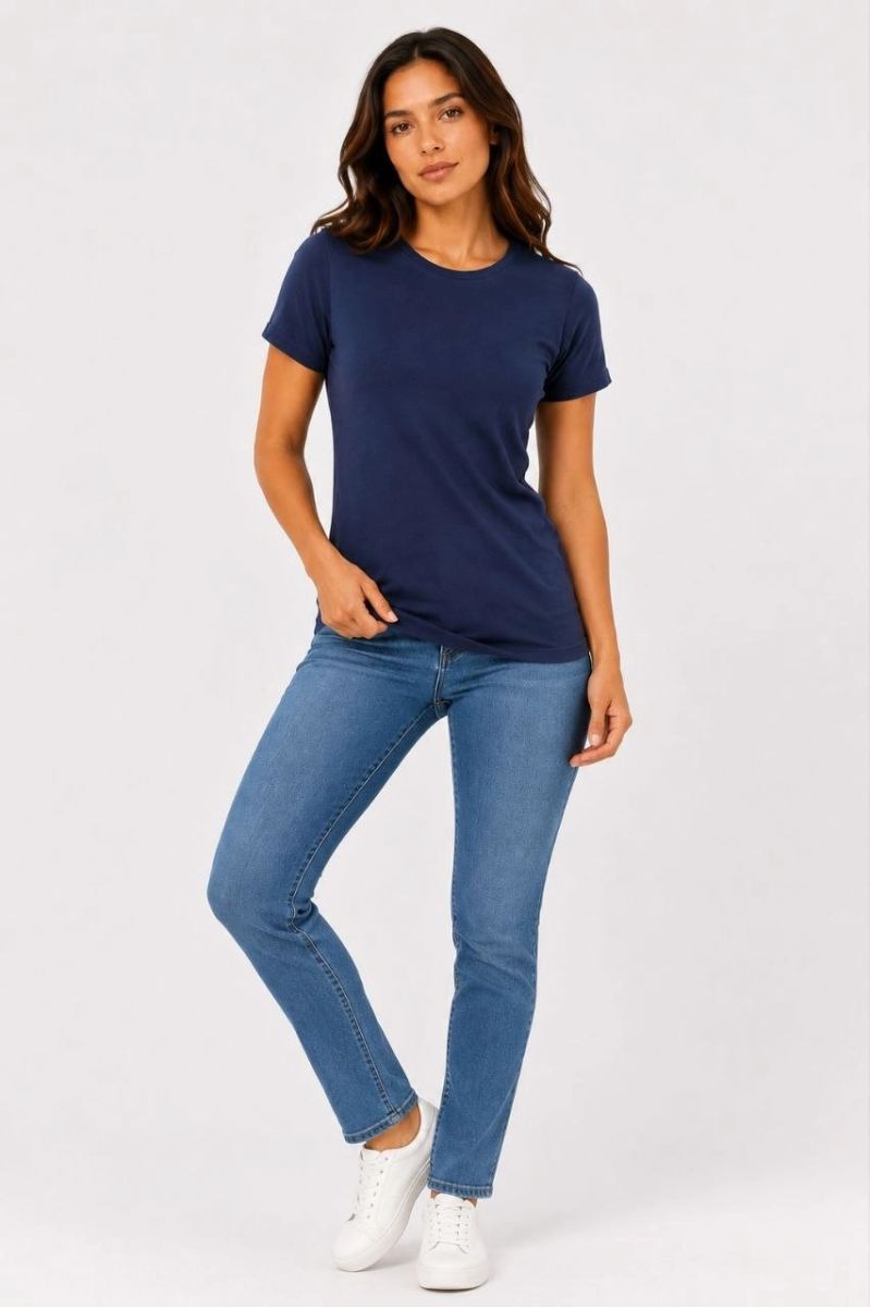 Kadın Basic Tişört Bisiklet Yaka Kısa Kol Günlük Yazlık Slim fit T-Shirt - Lacivert — Lacivert [stokoz:ijEoVyEk45MC7dUWOTJM%3ALacivert%3A2%3A5j0b5p]