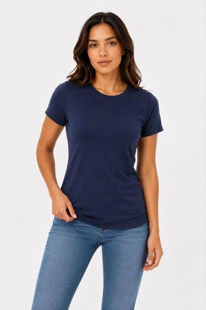 Kadın Basic Tişört Bisiklet Yaka Kısa Kol Günlük Yazlık Slim fit T-Shirt - Lacivert — Lacivert [stokoz:ijEoVyEk45MC7dUWOTJM%3ALacivert%3A1%3Amwgfhq]