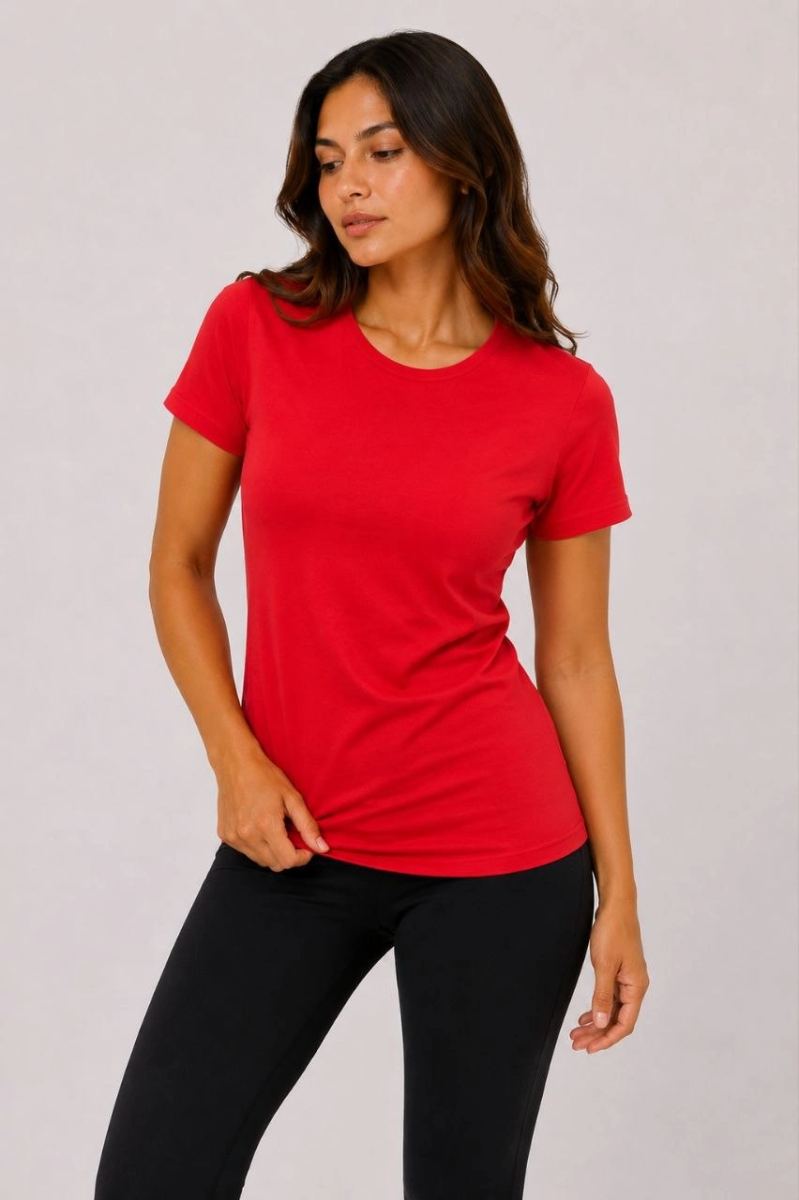 Kadın Basic Tişört Bisiklet Yaka Kısa Kol Günlük Yazlık Slim fit T-Shirt - Kırmızı — Kırmızı [stokoz:yoJIJEzIuTuIeWB3icPT%3AK%C4%B1rm%C4%B1z%C4%B1%3A0%3Aovr4ys]