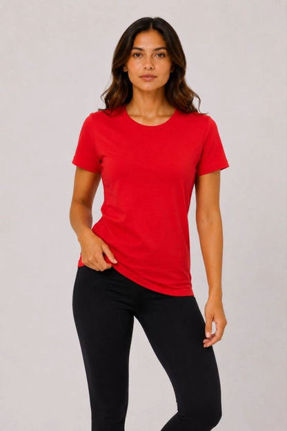 Kadın Basic Tişört Bisiklet Yaka Kısa Kol Günlük Yazlık Slim fit T-Shirt - Kırmızı — Kırmızı [stokoz:yoJIJEzIuTuIeWB3icPT%3AK%C4%B1rm%C4%B1z%C4%B1%3A1%3A5p7any]