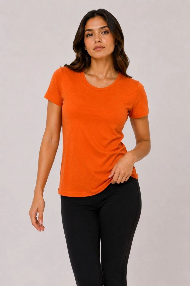 Kadın Basic Tişört Bisiklet Yaka Kısa Kol Günlük Yazlık Slim fit T-Shirt - Turuncu — Turuncu [stokoz:E0oycsWc9ytsjpGcAbGx%3ATuruncu%3A1%3A16lmn2f]