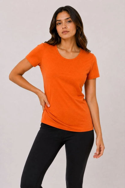 Kadın Basic Tişört Bisiklet Yaka Kısa Kol Günlük Yazlık Slim fit T-Shirt - Turuncu — Turuncu [stokoz:E0oycsWc9ytsjpGcAbGx%3ATuruncu%3A0%3Ac14gi6]