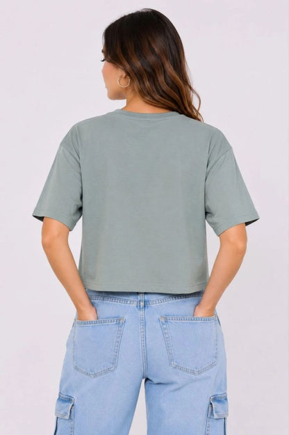 Kadın Kedi Baskılı Oversize Crop Tişört Salaş Basic Yarım Kol T-shirt - Mint Yeşili — Mint Yeşili [stokoz:WhxLKJwSrUT5GM8SqWcy%3AMint%20Ye%C5%9Fili%3A2%3A14meop]