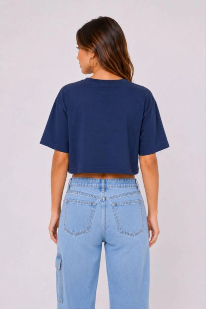 Kadın Kedi Baskılı Oversize Crop Tişört Salaş Basic Yarım Kol T-shirt - Lacivert — Lacivert [stokoz:M5qgn1EMcVWrmsLV9GAS%3ALacivert%3A3%3A1ukphzp]